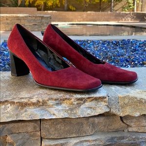 Nine West suede red square toe heels